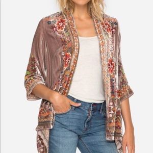 Johnny Was “WALESKA” Velvet Cardigan, Rose, Size L